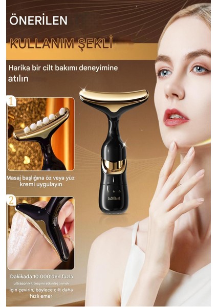 Tam Yüz Gıdı Boyun Alın Yanak Burun Masaj ve Serum Krem Yedirme Cihazı 3 Başlıklı