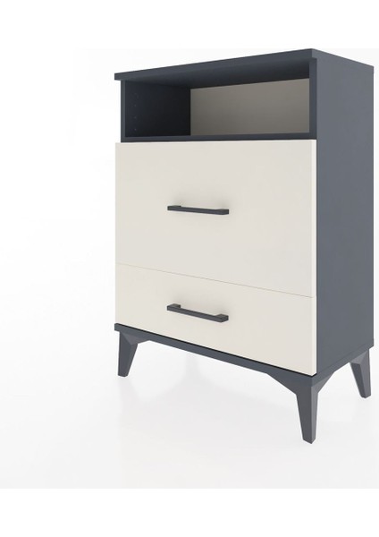Arges Komodin Tek Raflı 2 Çekmeceli 60X30X80 Antrasit-Aytaşı modelleri