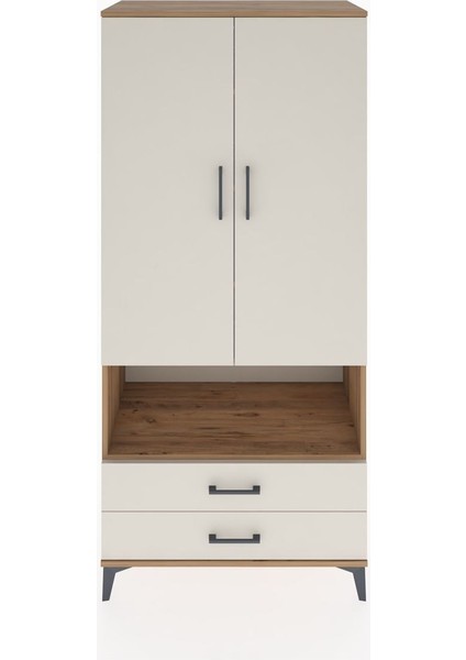 Hyperion Dolap 5 Raflı 2 Çekmeceli 2 Kapaklı 88X44X195 Çam-Aytaşı