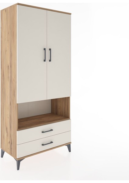 Hyperion Dolap 5 Raflı 2 Çekmeceli 2 Kapaklı 88X44X195 Çam-Aytaşı fiyatları