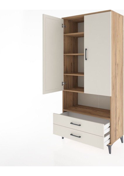 Hyperion Dolap 5 Raflı 2 Çekmeceli 2 Kapaklı 88X44X195 Çam-Aytaşı fırsatları