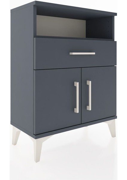 Arges Komodin 2 Raflı Tek Çekmeceli 2 Kapaklı 60X30X80 Antrasit-Antrasit fiyatları