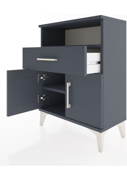 Arges Komodin 2 Raflı Tek Çekmeceli 2 Kapaklı 60X30X80 Antrasit-Antrasit fırsatları