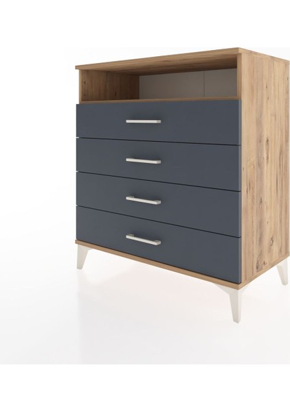 Hyperion Şifonyer Tek Raflı 4 Çekmeceli 88X44X96 Çam-Antrasit modelleri