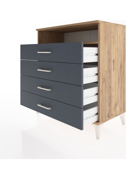 Hyperion Şifonyer Tek Raflı 4 Çekmeceli 88X44X96 Çam-Antrasit fırsatları