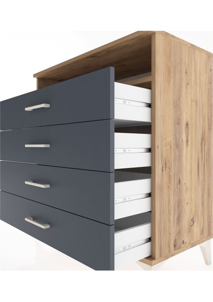 Hyperion Şifonyer Tek Raflı 4 Çekmeceli 88X44X96 Çam-Antrasit indirimleri