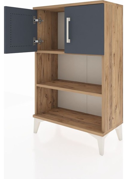 Arges Komodin 2 Raflı 2 Kapaklı 60X30X96 Çam-Antrasit fırsatları