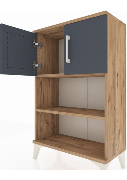 Arges Komodin 2 Raflı 2 Kapaklı 60X30X96 Çam-Antrasit indirimleri