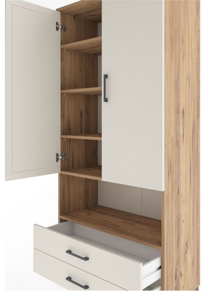 Hyperion Dolap 5 Raflı 2 Çekmeceli 2 Kapaklı 88X44X195 Çam-Aytaşı indirimleri