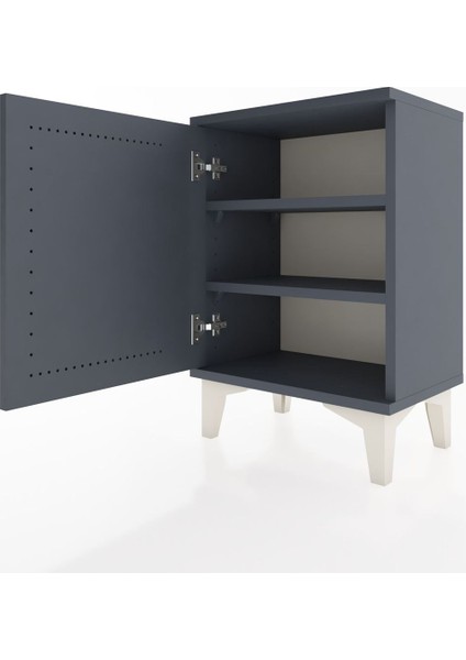 Arges Komodin 2 Raflı Tek Kapaklı 44X30X64 Antrasit-Antrasit fırsatları