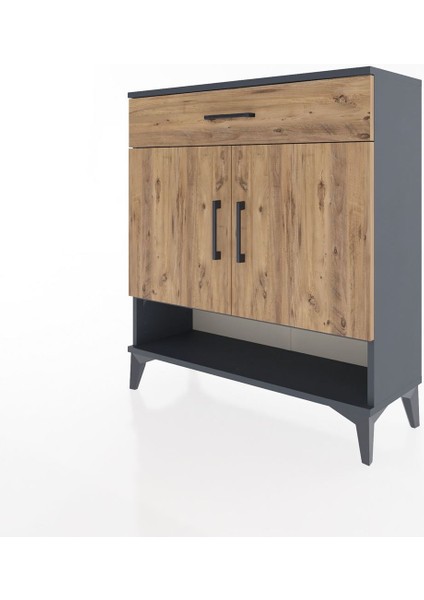 Arges Şifonyer 2 Raflı Tek Çekmeceli 2 Kapaklı 88X30X96 Antrasit-Çam modelleri