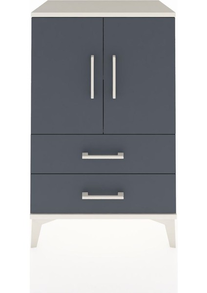 Hyperion Komodin 2 Raflı 2 Çekmeceli 2 Kapaklı 60X44X96 Aytaşı-Antrasit