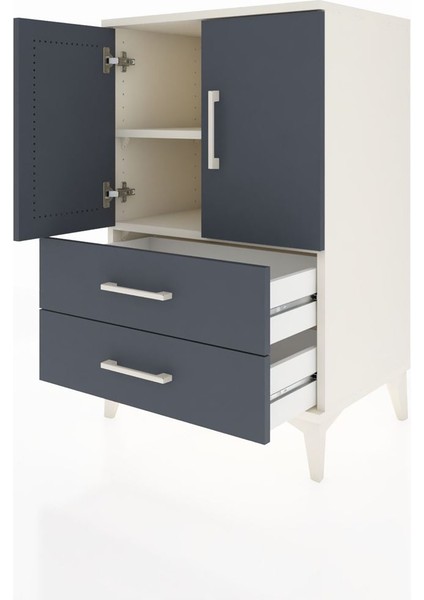 Hyperion Komodin 2 Raflı 2 Çekmeceli 2 Kapaklı 60X44X96 Aytaşı-Antrasit fırsatları