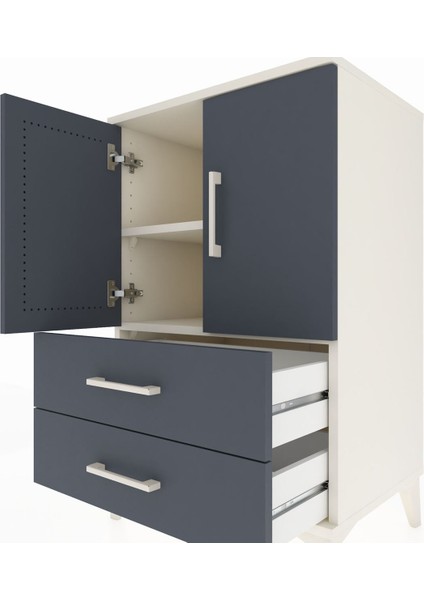 Hyperion Komodin 2 Raflı 2 Çekmeceli 2 Kapaklı 60X44X96 Aytaşı-Antrasit indirimleri