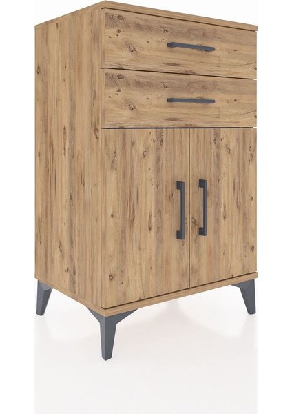 Hyperion Komodin Tek Raflı 2 Çekmeceli 2 Kapaklı 60X44X96 Çam-Çam fiyatları