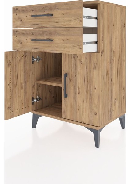 Hyperion Komodin Tek Raflı 2 Çekmeceli 2 Kapaklı 60X44X96 Çam-Çam fırsatları