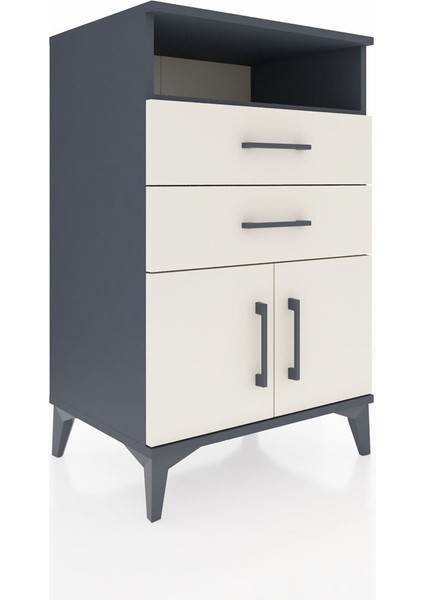 Hyperion Komodin Tek Raflı 2 Çekmeceli 2 Kapaklı 60X44X96 Antrasit-Aytaşı fiyatları