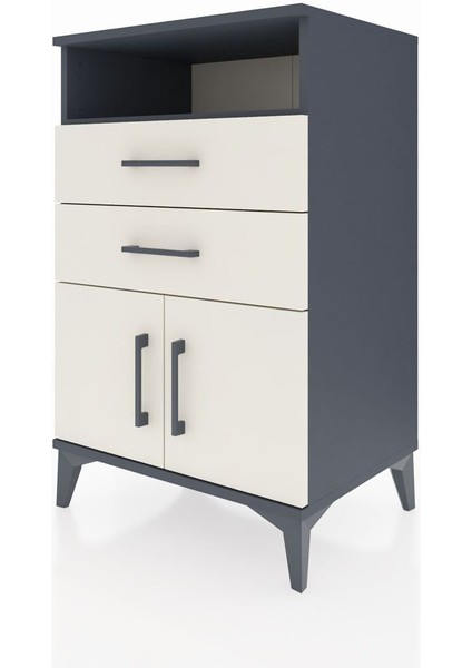 Hyperion Komodin Tek Raflı 2 Çekmeceli 2 Kapaklı 60X44X96 Antrasit-Aytaşı modelleri