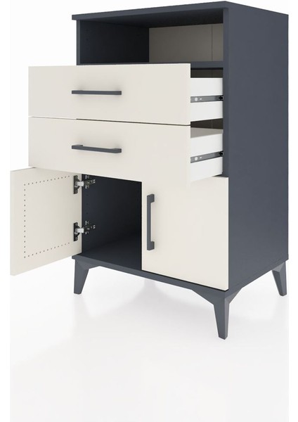 Hyperion Komodin Tek Raflı 2 Çekmeceli 2 Kapaklı 60X44X96 Antrasit-Aytaşı fırsatları