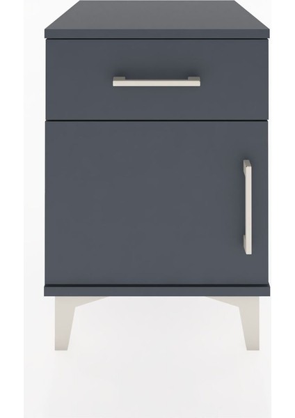 Hyperion Komodin Tek Çekmeceli Tek Kapaklı 44X44X64 Antrasit-Antrasit