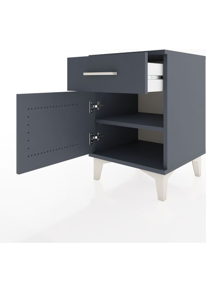 Hyperion Komodin Tek Çekmeceli Tek Kapaklı 44X44X64 Antrasit-Antrasit fırsatları