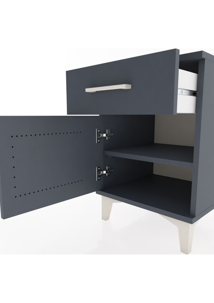 Hyperion Komodin Tek Çekmeceli Tek Kapaklı 44X44X64 Antrasit-Antrasit indirimleri