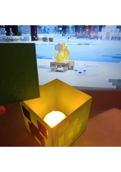 Yeşil Minecraft Creeper Tealight LED Lamba, Dekoratif ve Sıcak Atmosfer Sağlar fiyatları