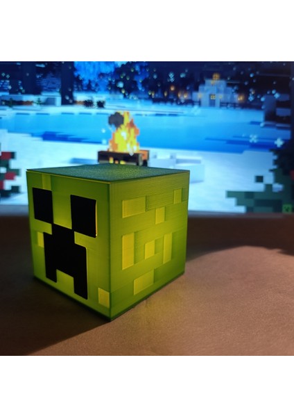 Yeşil Minecraft Creeper Tealight LED Lamba, Dekoratif ve Sıcak Atmosfer Sağlar fırsatları