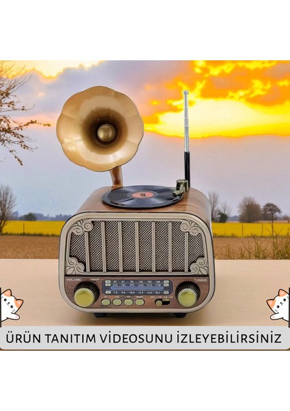 Nostaljik Ahşap Görünümlü Radyo | Bluetooth Hoparlör | Usb-Sd Kart Mp3 Çalar | 3 Band Fm/am/sw Şarjlı Müzik Kutusu