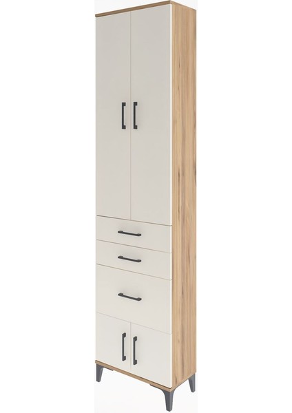 Arges Dolap 3 Raflı 3 Çekmeceli 4 Kapaklı 60X30X243 Çam-Aytaşı modelleri