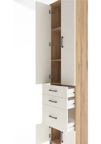 Arges Dolap 3 Raflı 3 Çekmeceli 4 Kapaklı 60X30X243 Çam-Aytaşı indirimleri