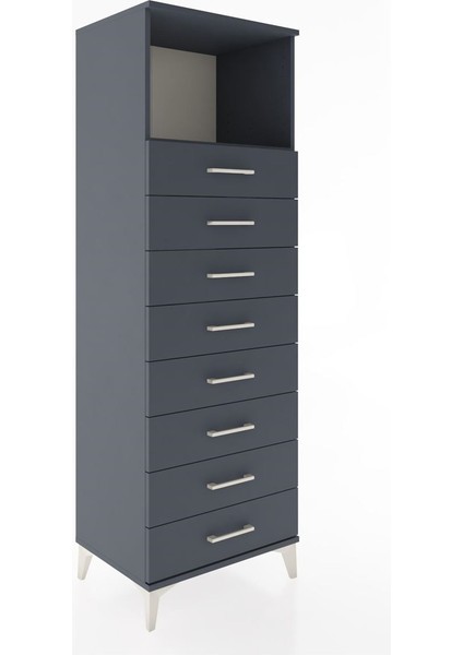 Hyperion Dolap Tek Raflı 8 Çekmeceli 60X44X182 Antrasit-Antrasit fiyatları