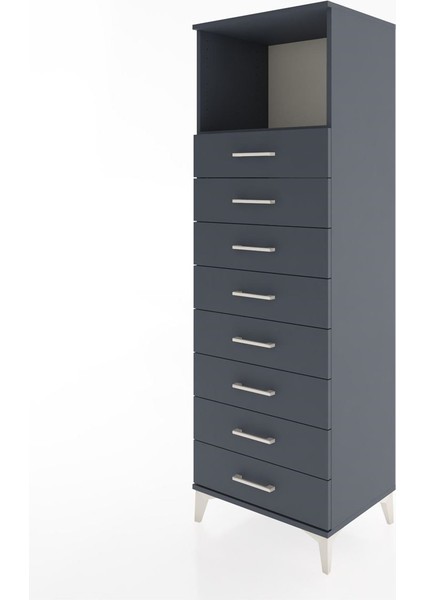 Hyperion Dolap Tek Raflı 8 Çekmeceli 60X44X182 Antrasit-Antrasit modelleri