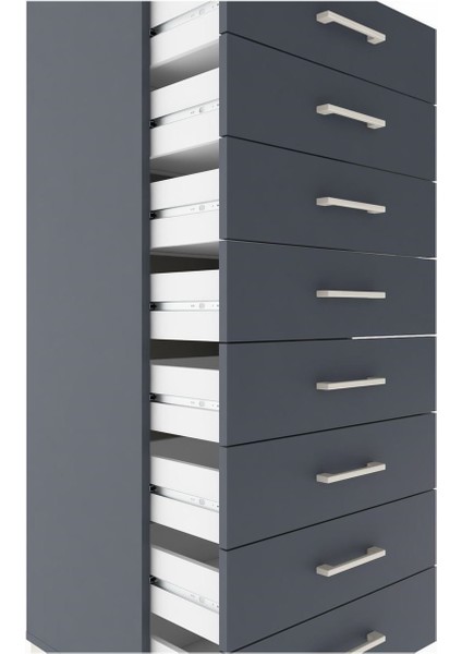 Hyperion Dolap Tek Raflı 8 Çekmeceli 60X44X182 Antrasit-Antrasit indirimleri