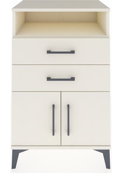 Hyperion Komodin Tek Raflı 2 Çekmeceli 2 Kapaklı 60X44X96 Aytaşı-Aytaşı