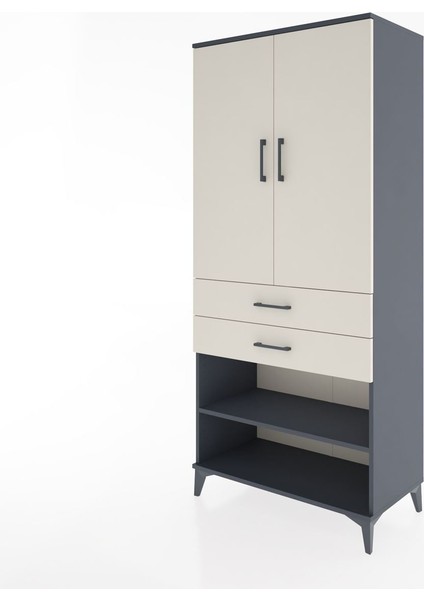 Hyperion Dolap 4 Raflı 2 Çekmeceli 2 Kapaklı 88X44X195 Antrasit-Aytaşı modelleri