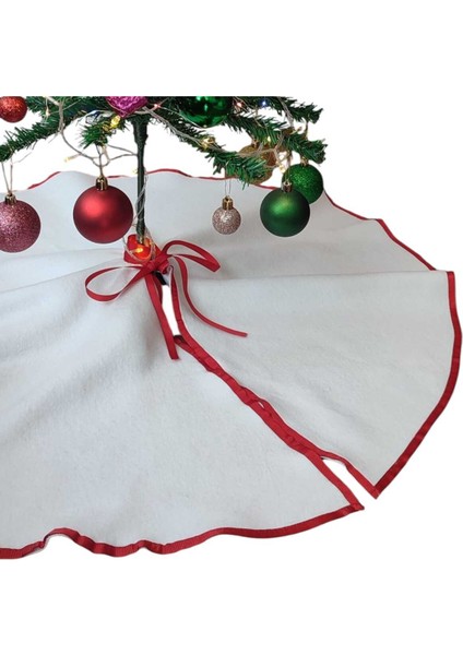 , Yılbaşı Çam Ağacı Altı Örtüsü, Çam Ağacı Ayak Halısı Örtüsü, Beyaz Peluş 90 cm