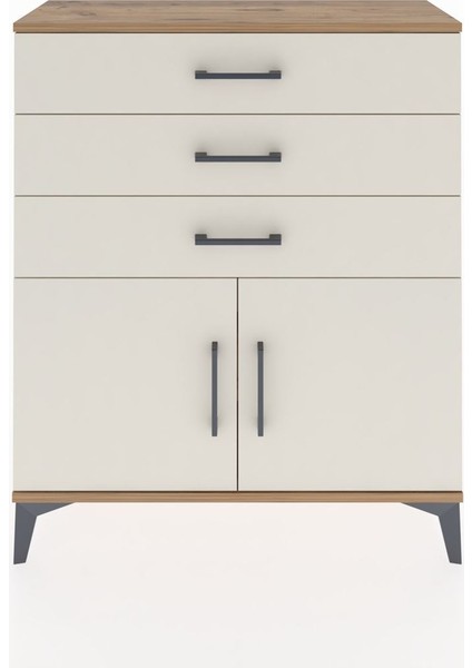 Arges Şifonyer Tek Raflı 3 Çekmeceli 2 Kapaklı 88X30X106 Çam-Aytaşı