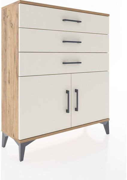 Arges Şifonyer Tek Raflı 3 Çekmeceli 2 Kapaklı 88X30X106 Çam-Aytaşı fiyatları