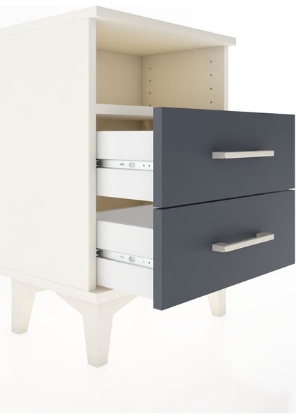 Arges Komodin Tek Raflı 2 Çekmeceli 44X30X64 Aytaşı-Antrasit fırsatları