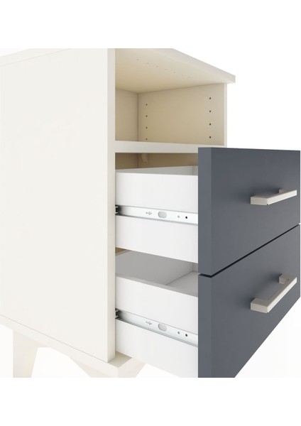 Arges Komodin Tek Raflı 2 Çekmeceli 44X30X64 Aytaşı-Antrasit indirimleri