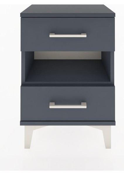 Arges Komodin Tek Raflı 2 Çekmeceli 44X30X64 Antrasit-Antrasit