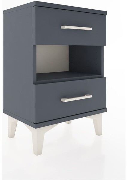 Arges Komodin Tek Raflı 2 Çekmeceli 44X30X64 Antrasit-Antrasit fiyatları