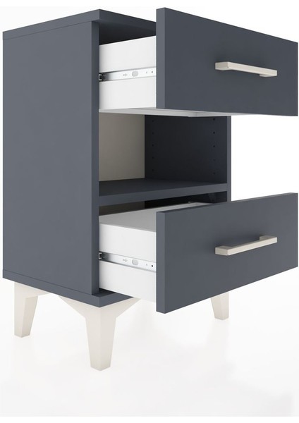 Arges Komodin Tek Raflı 2 Çekmeceli 44X30X64 Antrasit-Antrasit fırsatları