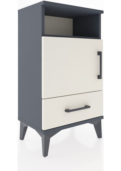 Arges Komodin 2 Raflı Tek Kapaklı 44X30X80 Antrasit-Aytaşı fırsatları