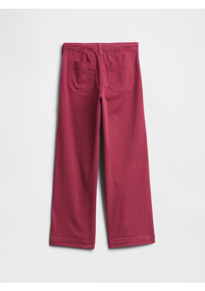 Kız Çocuk Koyu Pembe High Rise Utility Wide-Leg Jean Pantolon modelleri