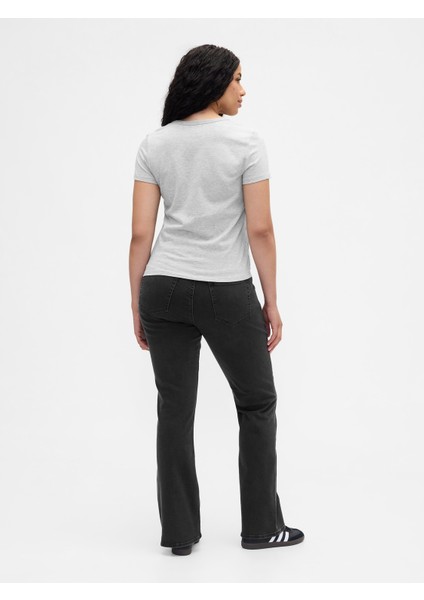Kadın Siyah Mid Rise Universal Seamed Baby Boot Jean Pantolon modelleri