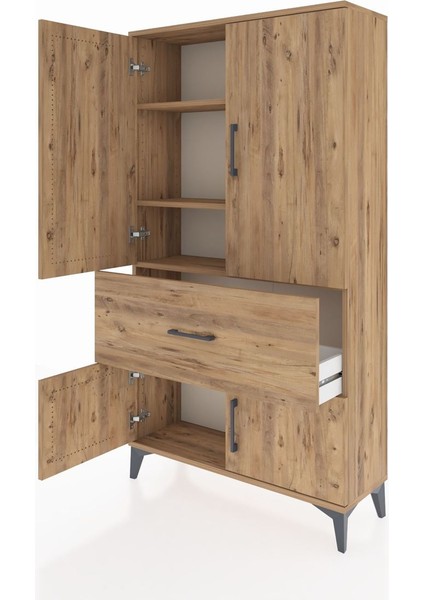 Arges Dolap 3 Raflı Tek Çekmeceli 4 Kapaklı 88X30X163 Çam-Çam fırsatları