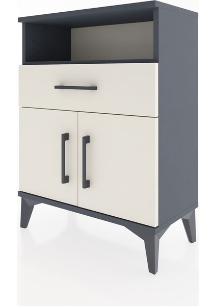 Arges Komodin 2 Raflı Tek Çekmeceli 2 Kapaklı 60X30X80 Antrasit-Aytaşı modelleri