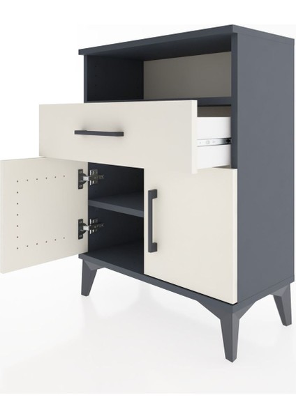 Arges Komodin 2 Raflı Tek Çekmeceli 2 Kapaklı 60X30X80 Antrasit-Aytaşı fırsatları